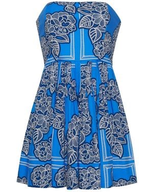 Cara Cara Torres Strapless Floral Mini Dress - Blue