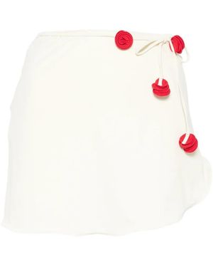 LaRevêche Bouquet Floral-Appliqué Pareo - White