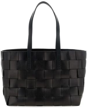 Dragon Diffusion Japan Checkerboard Woven Leather Tote Bag - Black