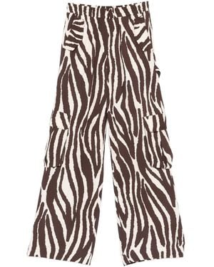 Twinset Cargohose mit Zebra-Print - Weiß