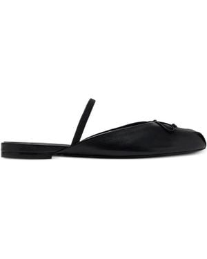Stuart Weitzman Prima Bow-Detail Leather Mules - Black