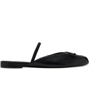 Stuart Weitzman Prima Bow-Detail Leather Mules - Black