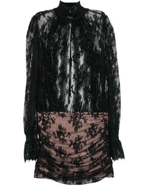 retroféte Lace Draped Mini Dress - Black
