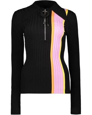 Ellery Ribbed-Knit Panelled Top - Black