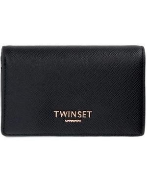 Twinset Small Wallet With Logo - Black