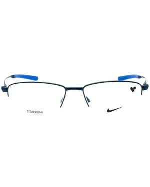 Nike Rectangle-Frame Semi-Rimless Glasses - White
