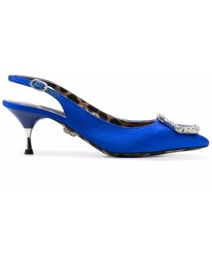 Philipp Plein Crystal Hexagon Leather Pumps - Blue