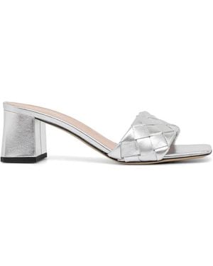 Pollini Woven-Strap Block-Heel Sandals - White