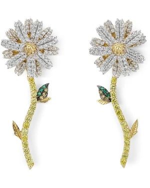 Anabela Chan 14Kt Daisy Goldohrringe Mit Diamanten Und Smaragd - Weiß