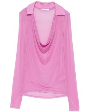 Patrizia Pepe Sheer Ruched Top - Pink