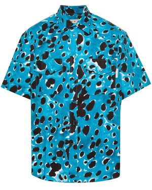 Marni Abstract-Print Cotton Shirt - Blue