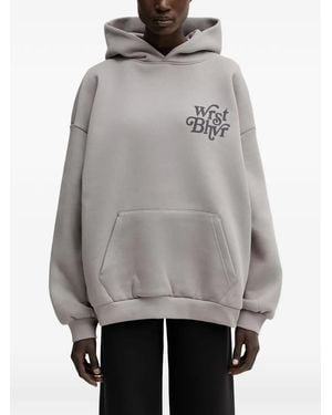 WRSTBHVR Reen V2 Logo-Print Pouch-Pocket Hoodie - Grey