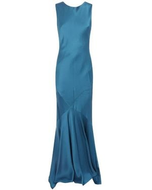 Max Mara Satin-Crêpe Maxi Dress - Blue