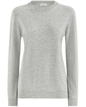 Brunello Cucinelli Cashmere Sweater With Monili - Gray