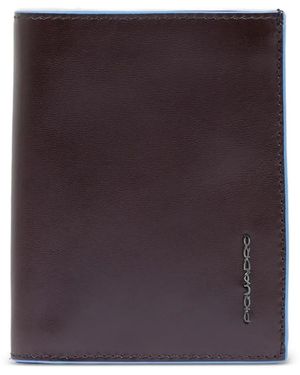 Piquadro Vertical Trifold Leather Wallet - Purple
