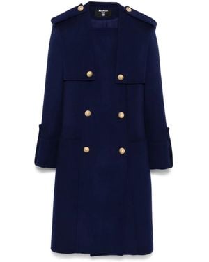 Balmain Doppelreihiger Military-Mantel - Blau