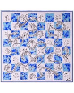 Shanghai Tang Dragon Arrow Silk Scarf - Blue