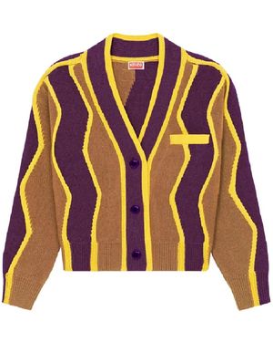 KENZO Cardigan Mit Welligen Streifen - Braun