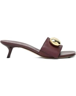 Loewe 45Mm Pebble-Embellished Leather Sandals - Brown