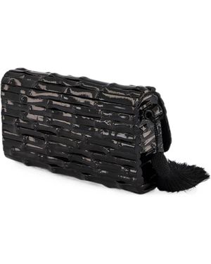Glorinha Paranagua Gaya Lacquered Bamboo Clutch Bag - Black