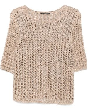 Betty Barclay Open-Knit Sequin-Embellished Top - Natural