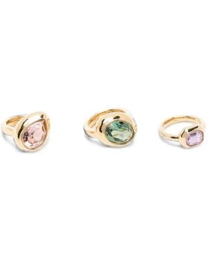 Swarovski Gema Crystal Rings (Set Of Three) - Metallic