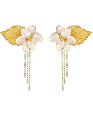 Oscar de la Renta Orecchini Chandelier Pear Flower A Goccia - Metallizzato