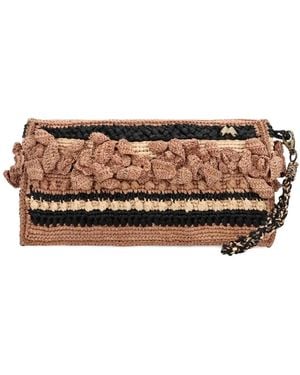 MADE FOR A WOMAN Tanala Raffia-Crochet Striped Clutch - Natural