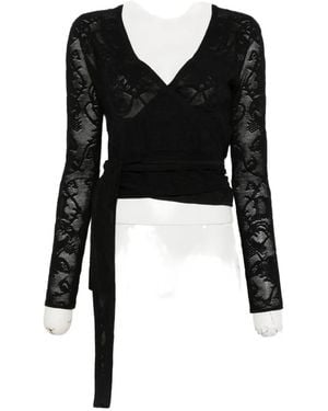 Etro Wrap-Style Jacquard-Knit Cardigan - Black