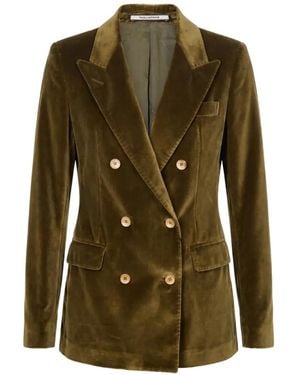 Tagliatore Parigi Double-Breasted Velvet Blazer - Green