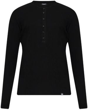 DSquared² Ribbed-Knit Long-Sleeve T-Shirt - Black