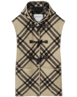 Burberry Check Wool Cape - Grey