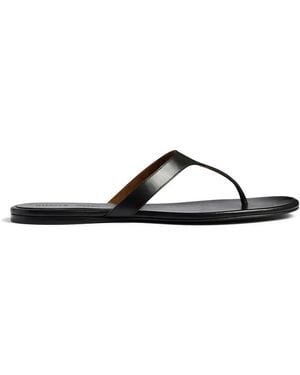 KHAITE Round Toe Flat Sandals - Black