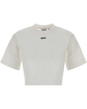 Off-White c/o Virgil Abloh Logo-Print Cropped T-Shirt - White