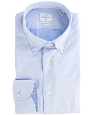 BRANCACCIO Button-Down Slim-Fit Shirt - Blue