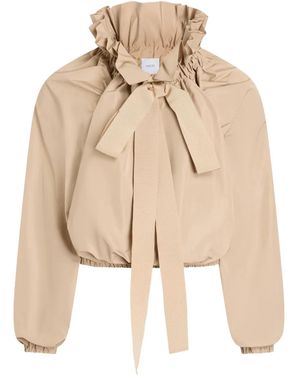 Patou Ruffled Tie-Neck Top - Natural