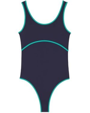 Sunnei Arena Contrast-Trim Swimsuit - Blue