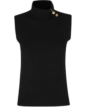 Alberta Ferretti Tone Hardware High-Neck Top - Black
