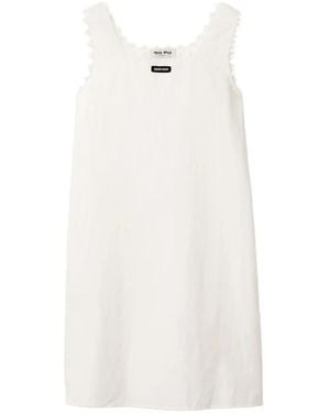 Miu Miu Slubbed Poplin Dress - White