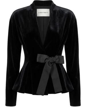 Alberta Ferretti Bow-Detail Peplum Jacket - Black