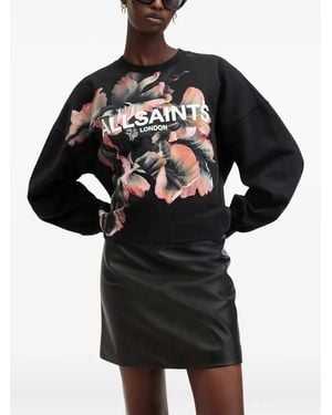 AllSaints Sudadera Fleurir Lila con motivo floral - Negro