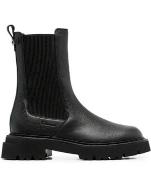 Ferragamo Double Gancini Leather Chelsea Boots - Black