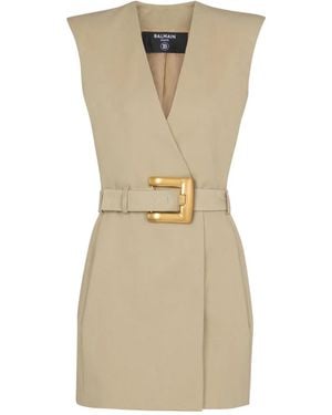 Balmain Blazerkleid Mit Gürtel - Natur