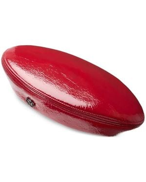 Maison Michel Idaho Patent-Finish Pillbox Hat - Red