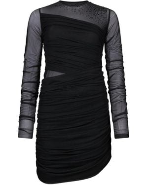 Liu Jo Long-Sleeve Tulle Mini Dress - Black