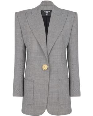 Balmain Single-Breasted Wool Blazer - Grey