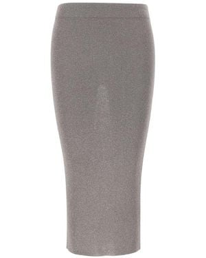 Kangra Falda Midi De Canalé Y Lúrex - Gris