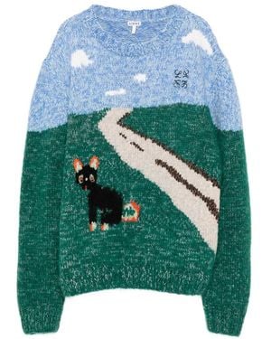 Loewe X Louis Wain Pullover Mit Landschafts-Intarsie - Grün