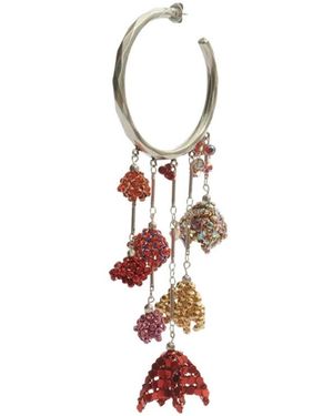 Isabel Marant Catalina Beaded-Charm Single Hoop Earring - White