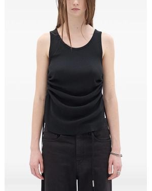 Ann Demeulemeester Mara Draped-Detail Tank Top - Black